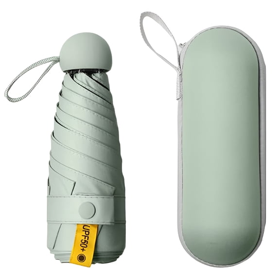 GASTROPOD Mini Capsule Umbrella Parasol Anti-Uv Black Coating Pocket Umbrella for Sun and Rain Outdoor Travel Parasol Green 6 Ribs