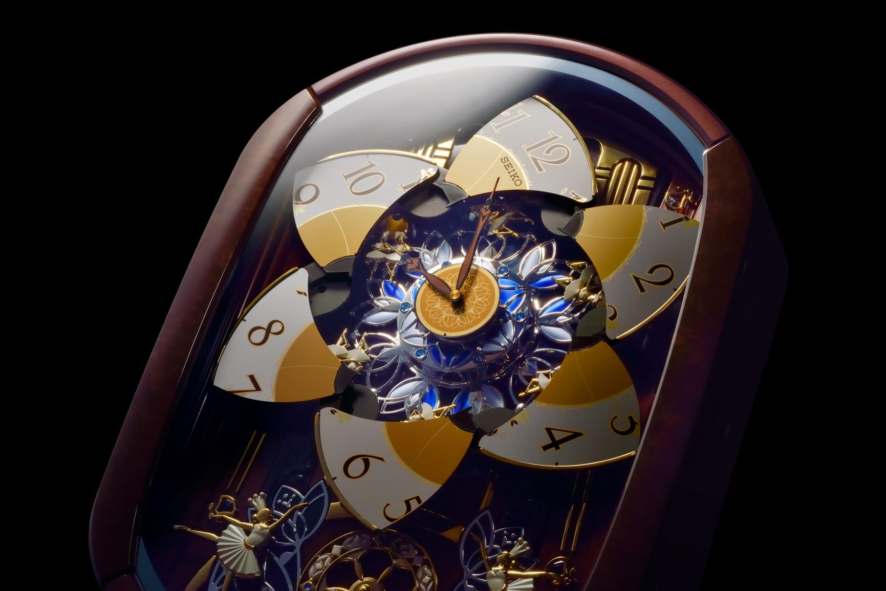 Seiko Ballerina Melodies in Motion Music Brown Quartz Analog Traditional Wall Clock QXM297BRH