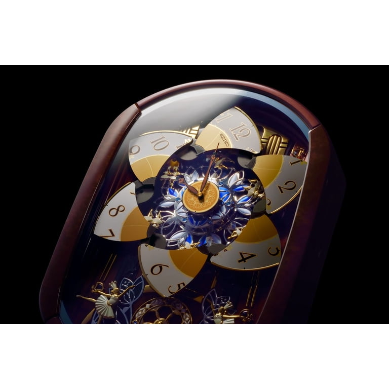 Seiko Ballerina Melodies in Motion Wall Clock, Brown, LED Lights