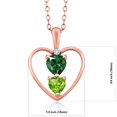 thumbnail image 2 of 18K Rose Gold Plated Silver Green Nano Emerald Green Peridot and White Lab Grown Diamond Pendant Necklace for Women (0.81 Cttw, Gemstone May Birthstone, Heart 5MM and 4MM, with 18 inch Silver Chain), 2 of 3