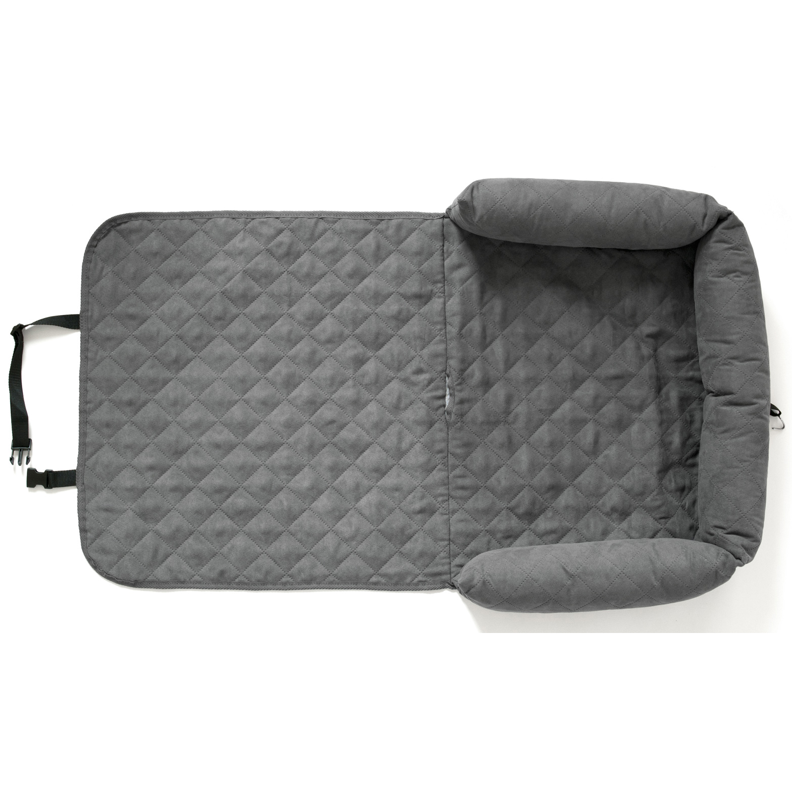 Precious Tails Co-Pilot Quilted Bolster Pet Car Seat Cover for Pets with Micro-Suede Fabric