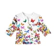 thumbnail image 5 of Abcomgle Girls Top 14-16 Button Down Henley 3/4 Sleeve Butterfly Print Tshirts Toddler Summer Trendy Cotton Girls Blouse Cute Toddler Girls T-Shirts, 5 of 5