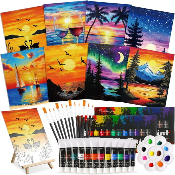 Set de lienzos Art Craft Kit Cholemy Paint & Sip, 20 x 25 cm