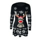 thumbnail image 4 of Vestido de manga larga con estampado de Papá Noel de Navidad con cuello redondo a la moda para mujer Pompotops hdfakjf701, 4 of 5