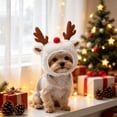 thumbnail image 5 of Fegute Christmas Pet Hat Holiday Accessory for Small Medium Dogs Cats Reindeer Antlers Santa Design Comfortable Wear Adjustable Size Photoshoot Decor, 5 of 6
