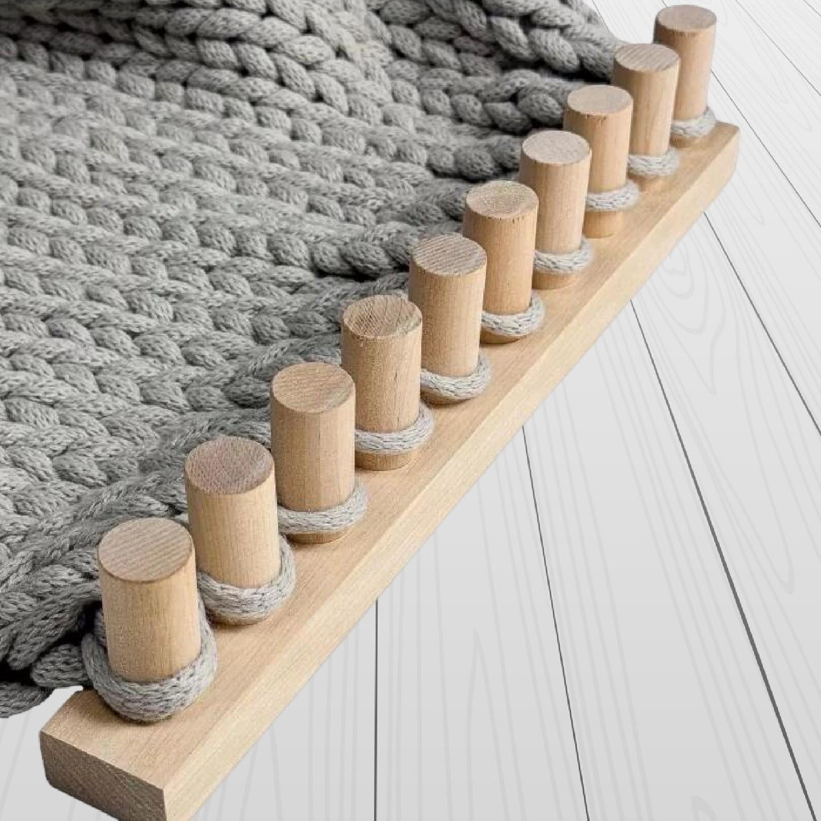 Chunky Blanket Loom Knitting Hand Crochet Wooden Frame Sturdy Wood Construction for Women Hobbyists
