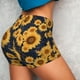 thumbnail image 4 of Fotbe Navy Blue Plaid Sunflower Shorts Sin Costuras – Shorts Deportivos de Cintura Alta para Mujer, Elásticos para Gimnasio, Yoga, Running o Ciclismo-X-Large, 4 of 8