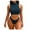 Dark Blue, variant on Women's Bikini Sets Scoop Neck Racerback Crop Top with Cheeky Bottom Two Piece Swimsuit Low Rise Bathing Suits