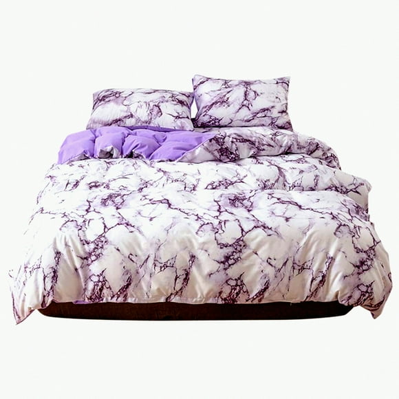 MarbleLux 3-Piece Bedding Set - Soft Polyester Fiber, Marble Pattern Pillowcase & Quilt Cover - Comfortable EU-Double Size Bed Set