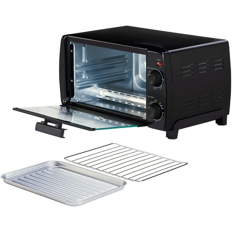 Mainstays 1000 W 4 Slice Black Toaster Oven