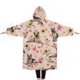 thumbnail image 2 of Oversized Wearable Blanket Hoodie,Shepherd Dog and Flower Floral Sherpa Blanket Hoodie with Super Pockets,Super Warm Fuzzy Pullover for Women & Men, 2 of 6