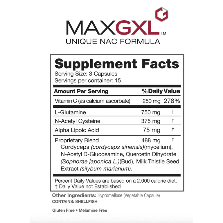 maxgxl glutathione en español Maxgxl Unique NAC Formula 180 Vegetable Capsules 60 Servings