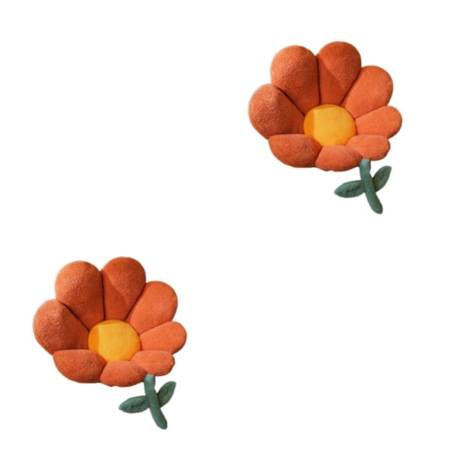 Toystoory Cojín de asiento Cojín de sofá Cojines de silla Estudiante Habitación de niños Dormitorio Flor en forma de calentador de invierno Naranja 2piezas