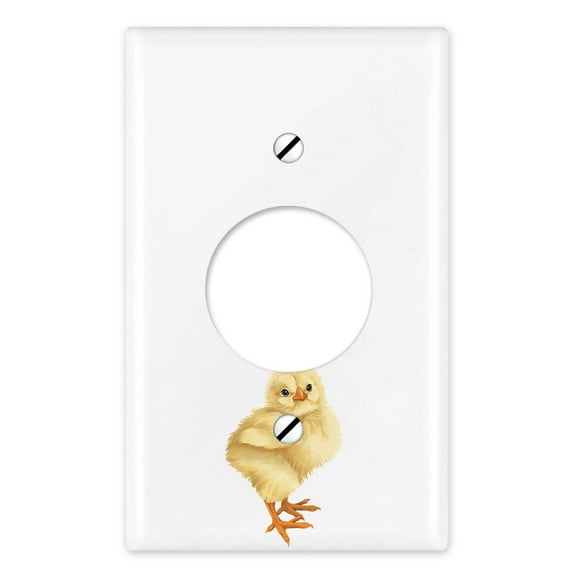 WIRESTER 1-Gang 1.406-Inch Hole Device Telephone/Cable Blank Receptable Wall Plate Cover, Nursery Baby Chicken Chicks