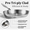thumbnail image 2 of Tri-Ply Stainless Steel Frying Pan Set, 3-Piece (8+10+12 Inch) Stainless Steel Cookware, Induction Compatible Skillets for All Stovetops, Dishwasher Safe Pans, 2 of 6