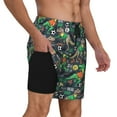 thumbnail image 3 of Balery Dinosaur Plays Soccer Mens Swim Trunks Swim Shorts for Men Quick Dry Inseam Beach Shorts with Compression Liner Pocket-3X-Large, 3 of 9