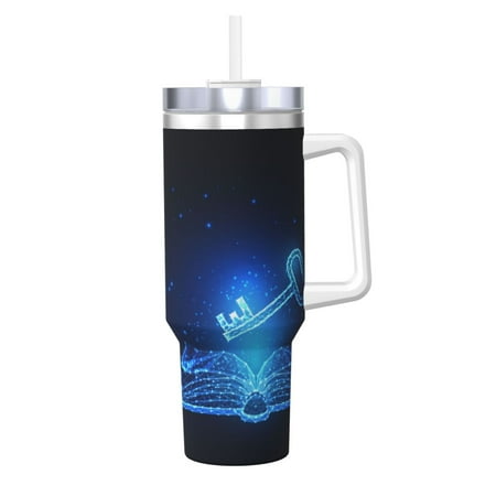 

KLL Futuristic Book Knowledge Print 40oz Stainless Steel Insulated Car Cup Coffee Mug with Spillproof Lid - Keep Your Drink Hot or Cold on the Go