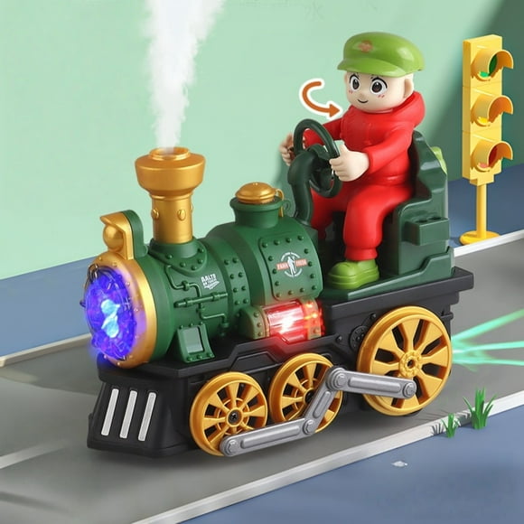 Jouet Casse-Tête Éducatif Train Rétro pour Tout-Petits Lumières et Effets de Musique Omnidirectionnels Jeu Intérieur Extérieur