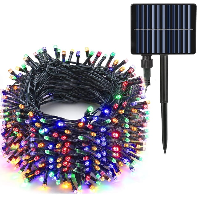 Joomer Luces solares navideñas, 72 pies x 2 unidades, 200 LED, 8 modos, luces solares de cadena, luces solares impermeables para decoraciones navideñas (multicolor)