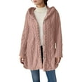 thumbnail image 4 of WMTBSRSW Fleece Jacket for Women Winter Warm Button Down Hooded Coat Casual Soft Lightweight Open Front Cardiagn Jackets Fall Teddy Outerwear Fuzzy Coats Pink XX-Large, 4 of 9