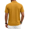 thumbnail image 3 of Mens Waffle Knit Polo Shirt Short Sleeve Button Down Pocket Top Casual Summer Golf Tee for Men Lightweight Breathable Fit Ginger M, 3 of 6