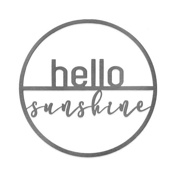 Rusted Orange Metal 12" Minimalist Hello Sunshine Summer Greeting Sign