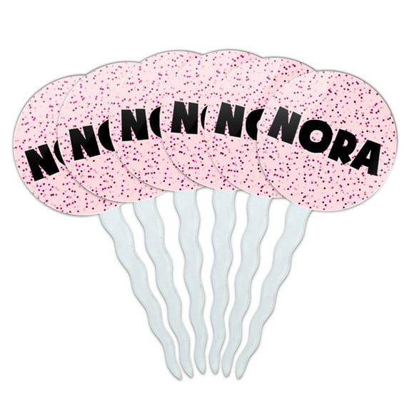 Nora Cupcake Picks Toppers - Set of 6 - Pink Speckles
