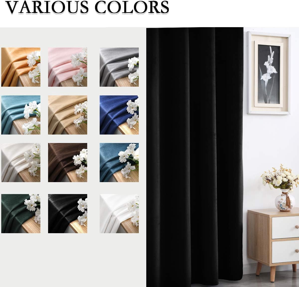 Velvet Curtains 84 inches Long Soft Velvet Curtains Grommet Velvet Thermal Insulated Curtains Window Treatment for Bedroom Light Filtering Velvet Curtains Set of 2 Panels