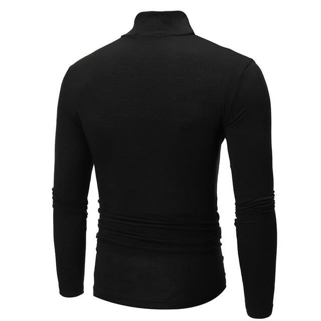 XUNZOO T-Shirt Thermique à Manches Longues Col Roulé Ajusté pour Hommes, Noir P
