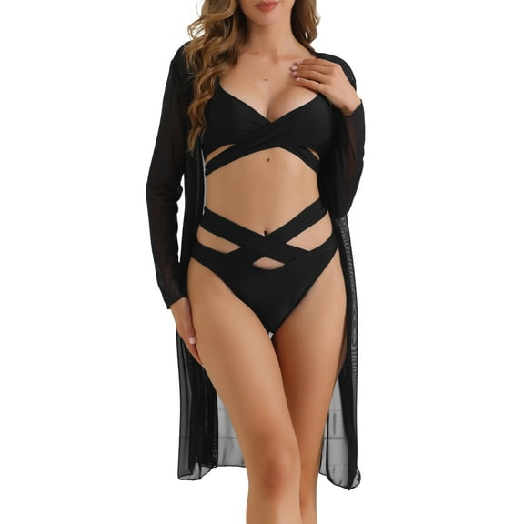 DARING DIVA Women's Adjustable Spaghetti Straps Bikini Set X-Small Black