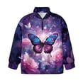 thumbnail image 4 of Uorisanigo Girls Half Zip Pullover Sweatshirt Fall Fashion Purple Butterfly Long Sleeve Pullover Shirts Top Oversized Quarter Zipper Cropped Sweatshirt for Sports and Daily Wear, 4 of 7