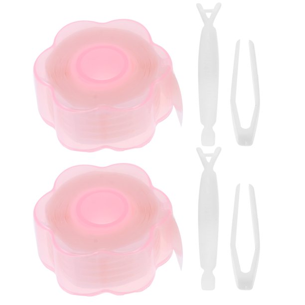 2 sets cintas de párpado doble transparentes con patines para la bifurcación parches de ojos de belleza (rosa)