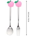 thumbnail image 5 of 4 PCS Stainless Steel Forks Spoons, Cute Fruit Shape Flatware for Ice Cream, Dessert, Tea (Peach), 5 of 5