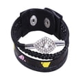 thumbnail image 1 of Ojo Pulsera de aleación de diamantes de imitación Botón a presión Pulsera tejida Correa de mano Joyería unisex Negro, 1 of 3