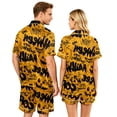 thumbnail image 5 of IYYVV Halloween Satin Matching Pajamas For Couples Short Sleeve Button Down Silk Pjs Goth Blood Rose Sleepwear 2 Pcs Loungewear Yellow L, 5 of 5