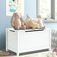 thumbnail image 2 of Kids Toy Chest, Wooden Storage Box Organizer with Seating Bench, Safety Hinged Lid and Large Storage Space, Boys and Girls Wooden Storage Chest Cabinet for Living Room, Bedroom, Playroom, White, D1035, 2 of 10