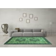 thumbnail image 3 of Ahgly Company Machine Washable Indoor Rectangle Abstract Turquoise Blue Modern Area Rugs, 3' x 5', 3 of 4
