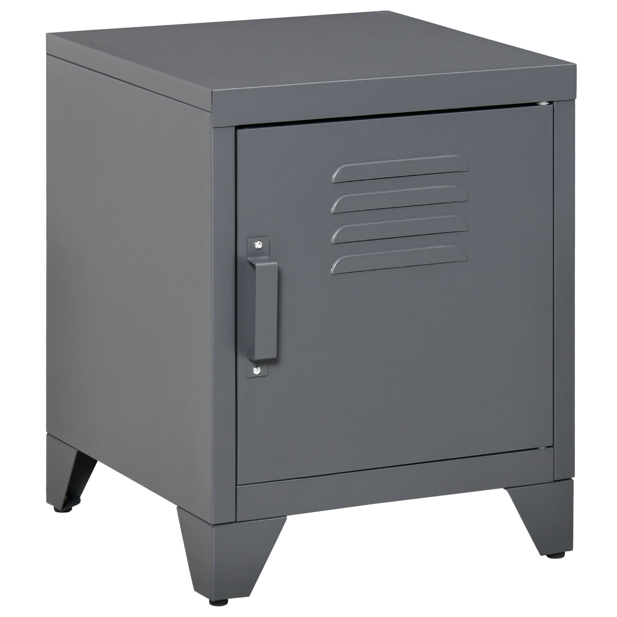 LockerStyle Nightstand Storage Side Table with Shelf & Metal