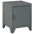 thumbnail image 3 of HomCom Locker-Style Nightstand Storage Side Table with Shelf & Metal Frame, Grey, 3 of 10