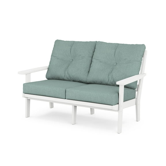 POLYWOOD® Prairie Deep Seating Loveseat in White / Glacier Spa