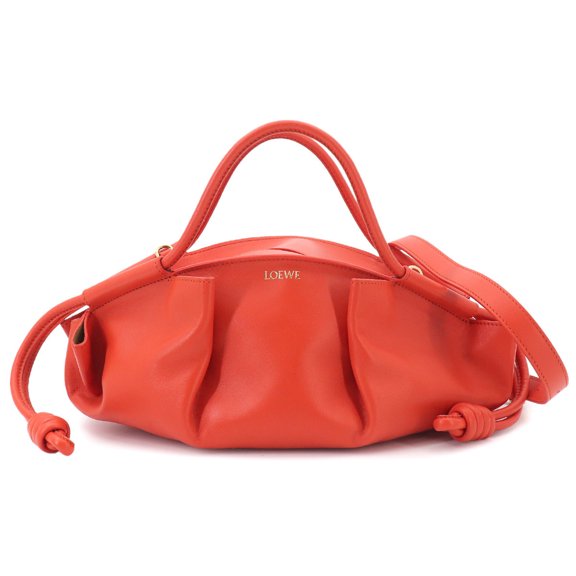 Pre-Owned Loewe Paseo Small 2-way Handbag Shoulder Bag Leather Orange Gold Hardware A709P48X02