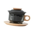 thumbnail image 4 of Taza de café con platillo, taza de postre, taza de vidrio con una sola asa y posavasos para oficina Negro y Beech, 4 of 9
