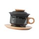 thumbnail image 4 of Tazas de con té de té de vidrio de vidrio de vidrio separación de agua de té taza de café juego para el regalo de inauguración de la casa de Negro y Beech, 4 of 8