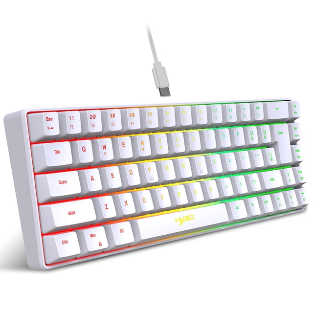 TFixol HXSJ V200 Clavier de Jeu Compact 68 Touches RGB avec Design Ergonomique, Portable pour Travail & Jeu, Rétroéclairage Arc-en-Ciel Réglable, USB Type-C, Options Noir/blanc
