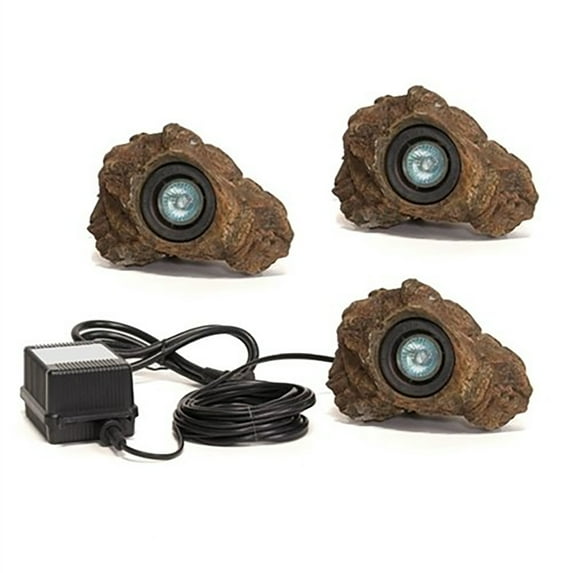 3 - Rock Led Light Set with Transformer for Garden and Ponds