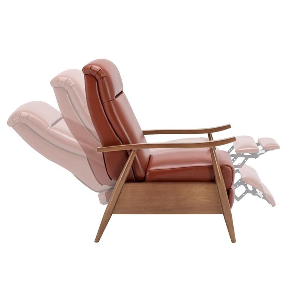 Bowery Hill Top Grain Leather Caramel Recliner Rectangular Cushioned Headrest 42.5"H x 30"W x 34"D Unassembled