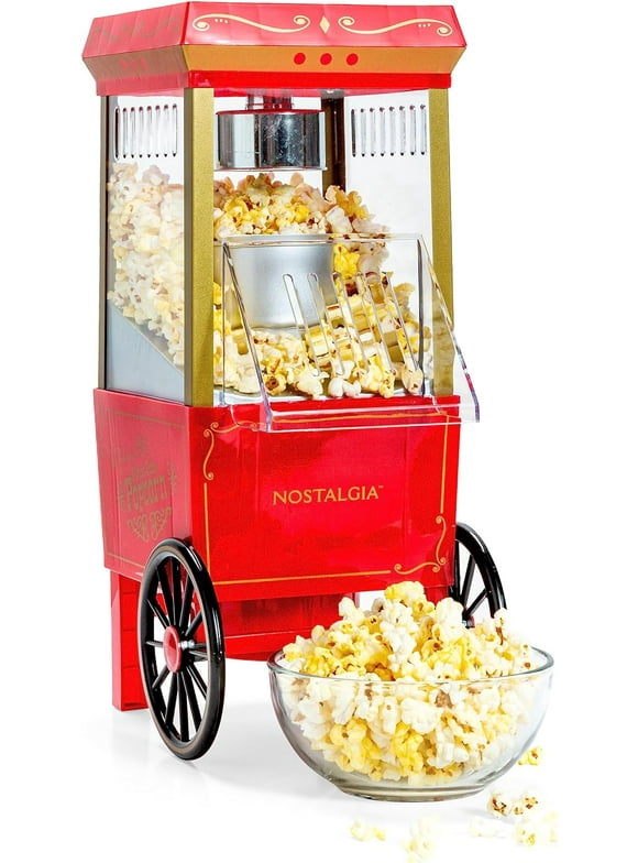 Nostalgia Popcorn Maker Vintage Movie Theater Style Popcorn Machine, Red