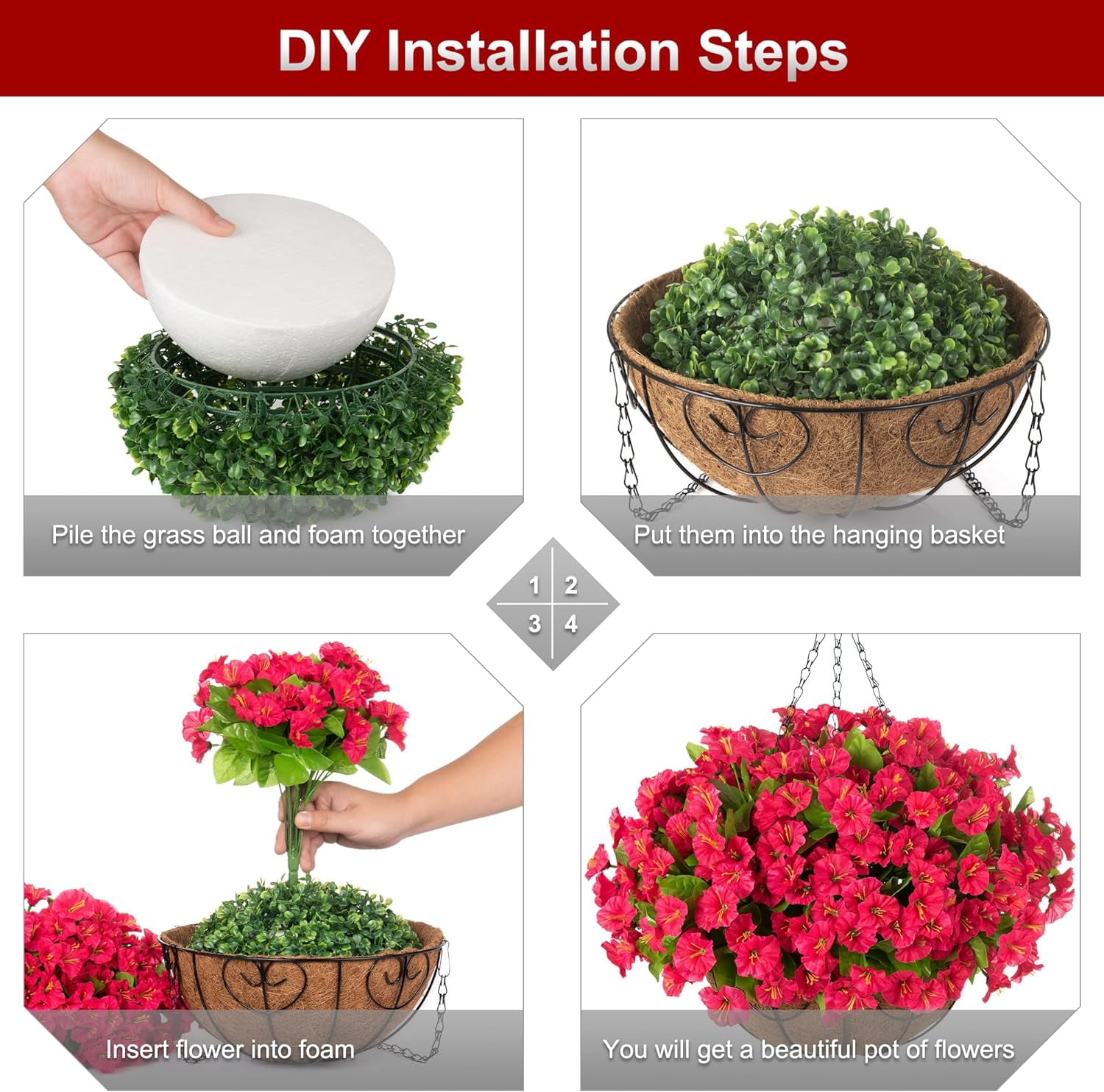 Nice Fake Plant Hanging Basket Artificial Plant Hanging Basket Outdoor