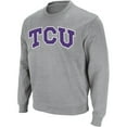 thumbnail image 2 of Men's Colosseum Heather Gray TCU Horned Frogs Arch & Logo Crew Neck Sweatshirt, 2 of 5