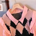 thumbnail image 5 of Suéter de manga larga para mujer, jersey informal de punto con retazos, estilo vintage geométrico, para otoño e invierno, 2023, 5 of 5